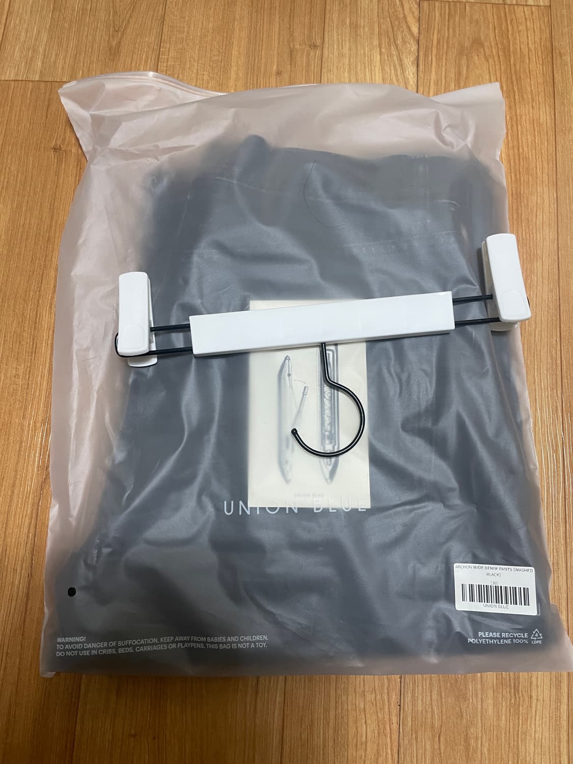 유니온블루 아콘 와이드 데님팬츠 워시드블랙  30사이즈 상품이미지1