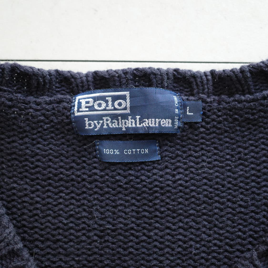 90s 폴로 랄프로렌 네이비 브이넥 코튼 니트 L 상품이미지3