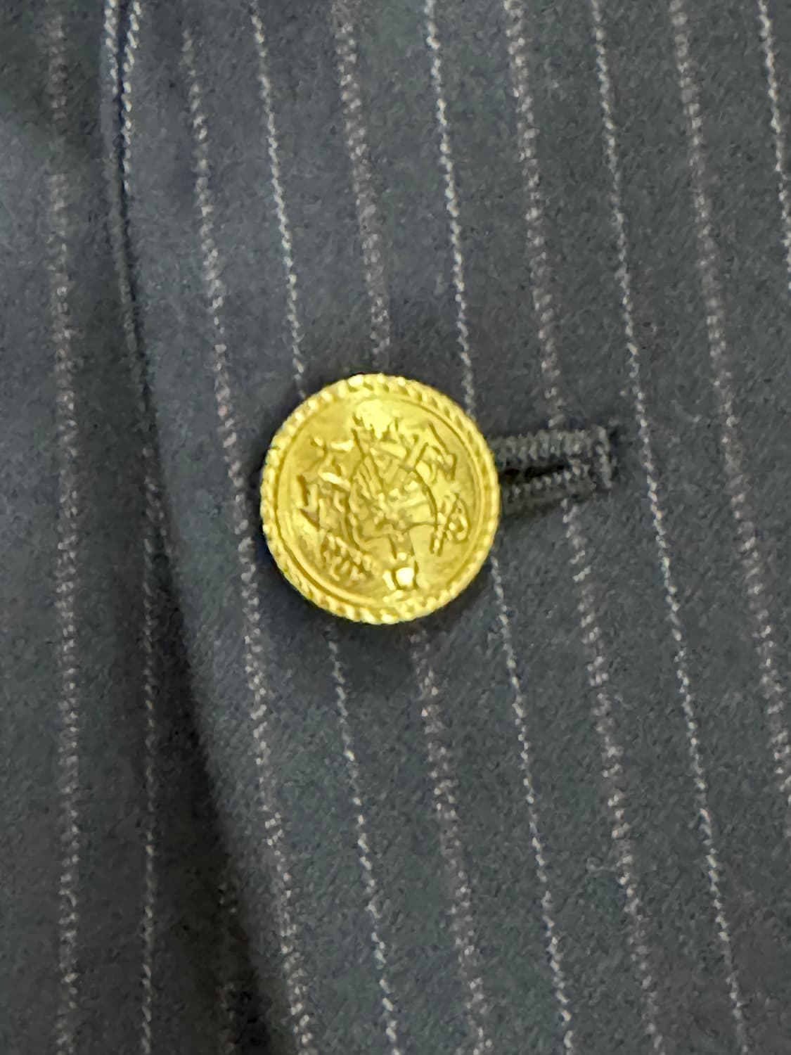 울 100% 핀 스트라이프 금장 블레이저 상품이미지2