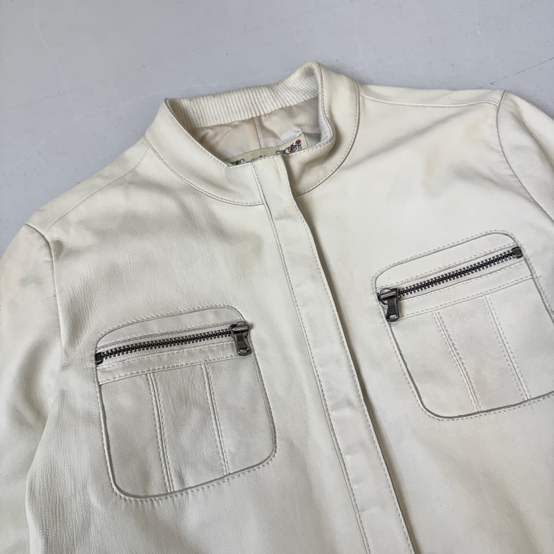 바이커 Y2K 딱붙 리얼레더 램스킨 양가죽 자켓 상품이미지3