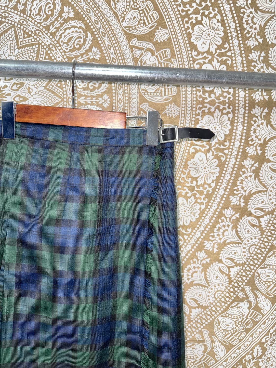 빈티지 여성 체크 벨티드 롱 랩 스커트  상품이미지4