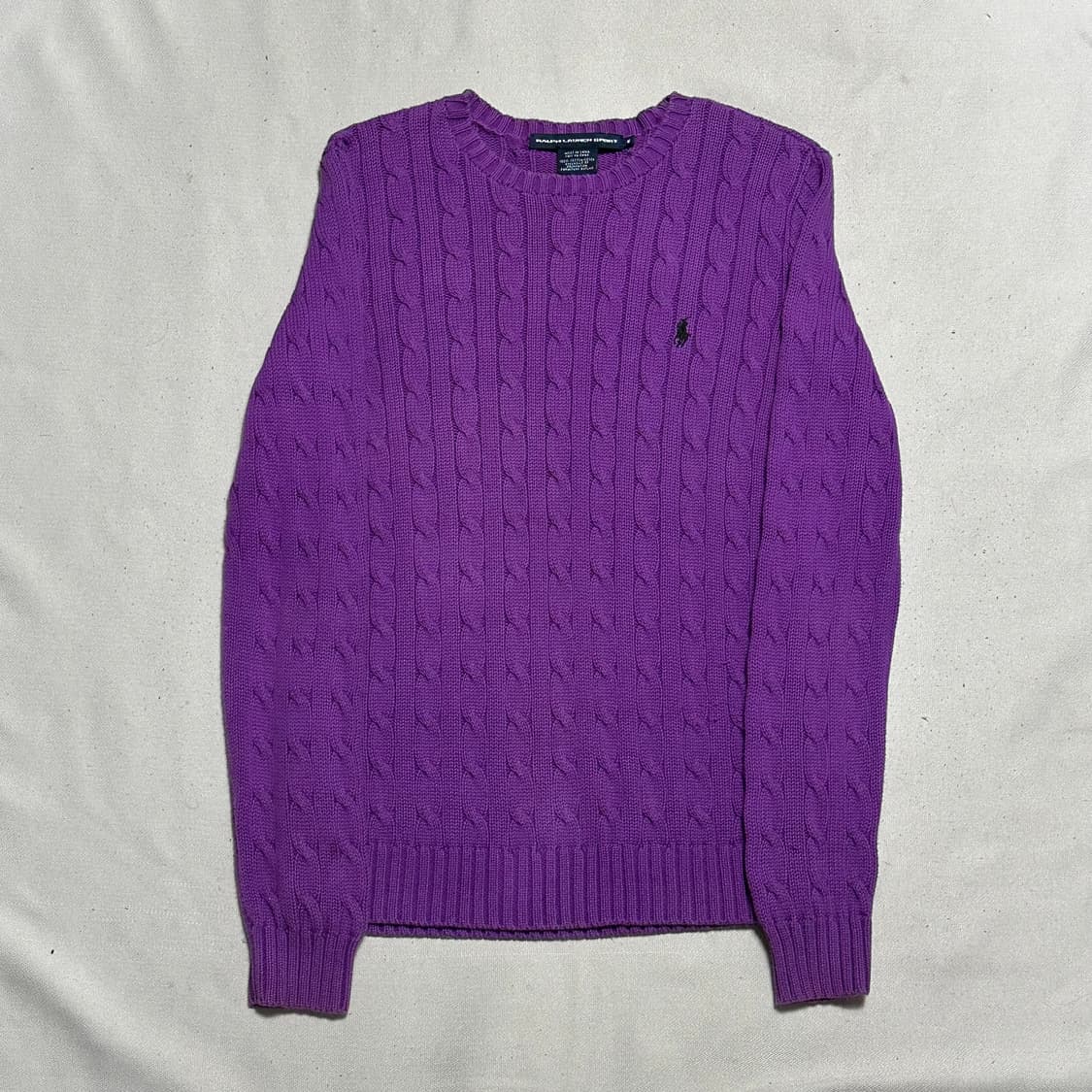 M 폴로랄프로렌 여성용 코튼 케이블 퍼플 니트 상품이미지2