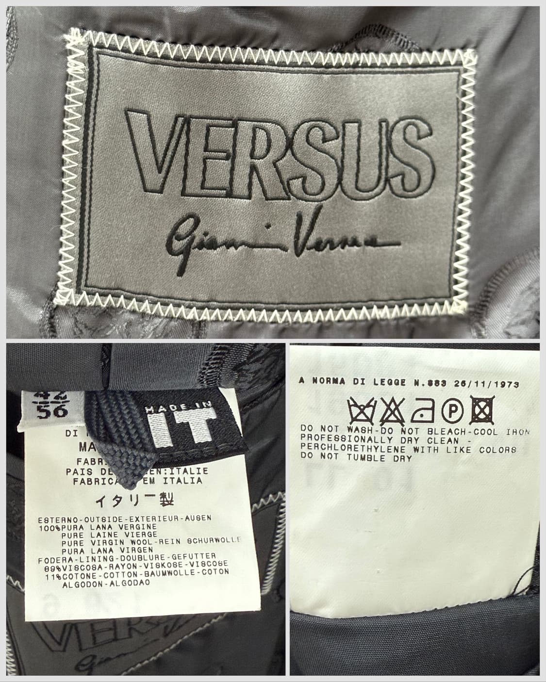 Versus Gianni Versace Black Wool Coat 상품이미지7