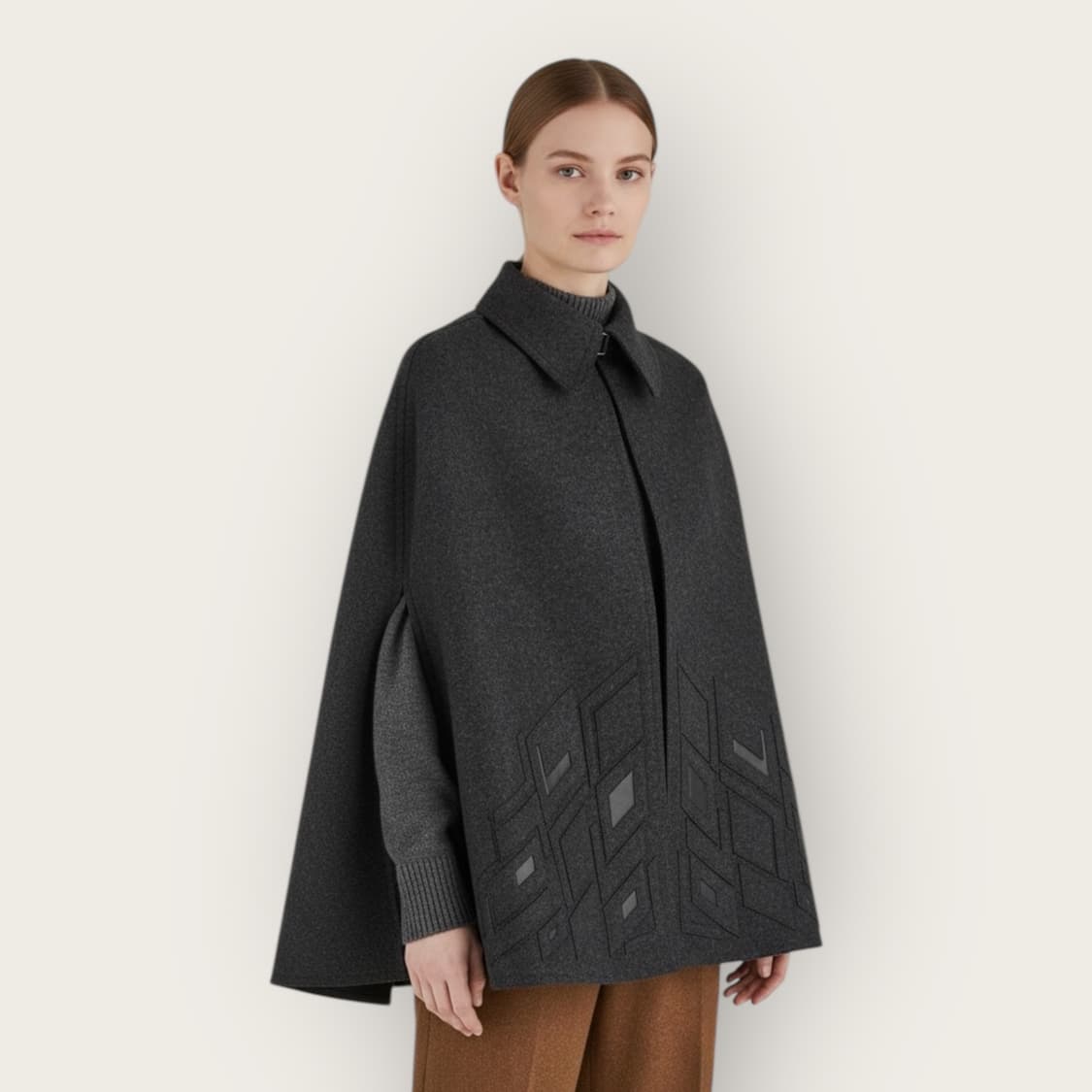 로로피아나 캐시미어 레더 케이프 망토 상품이미지1