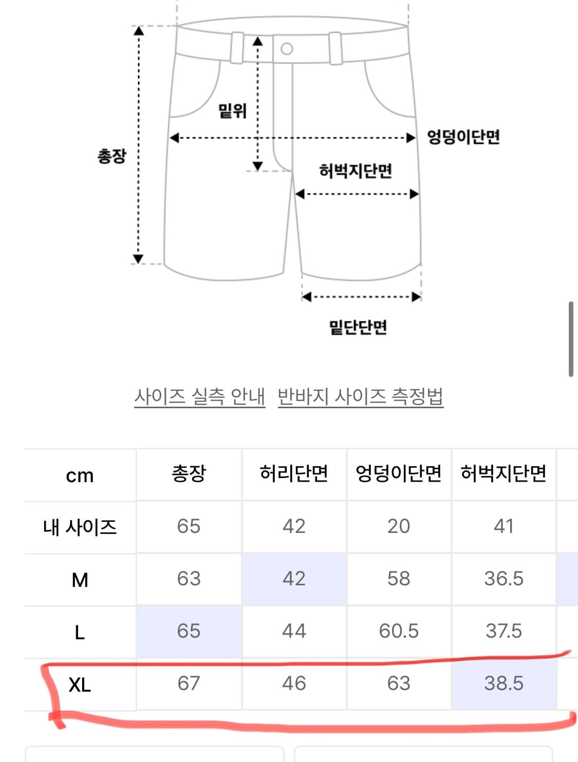 위캔더스 버뮤다 데님 팬츠 반바지 xl 상품이미지7
