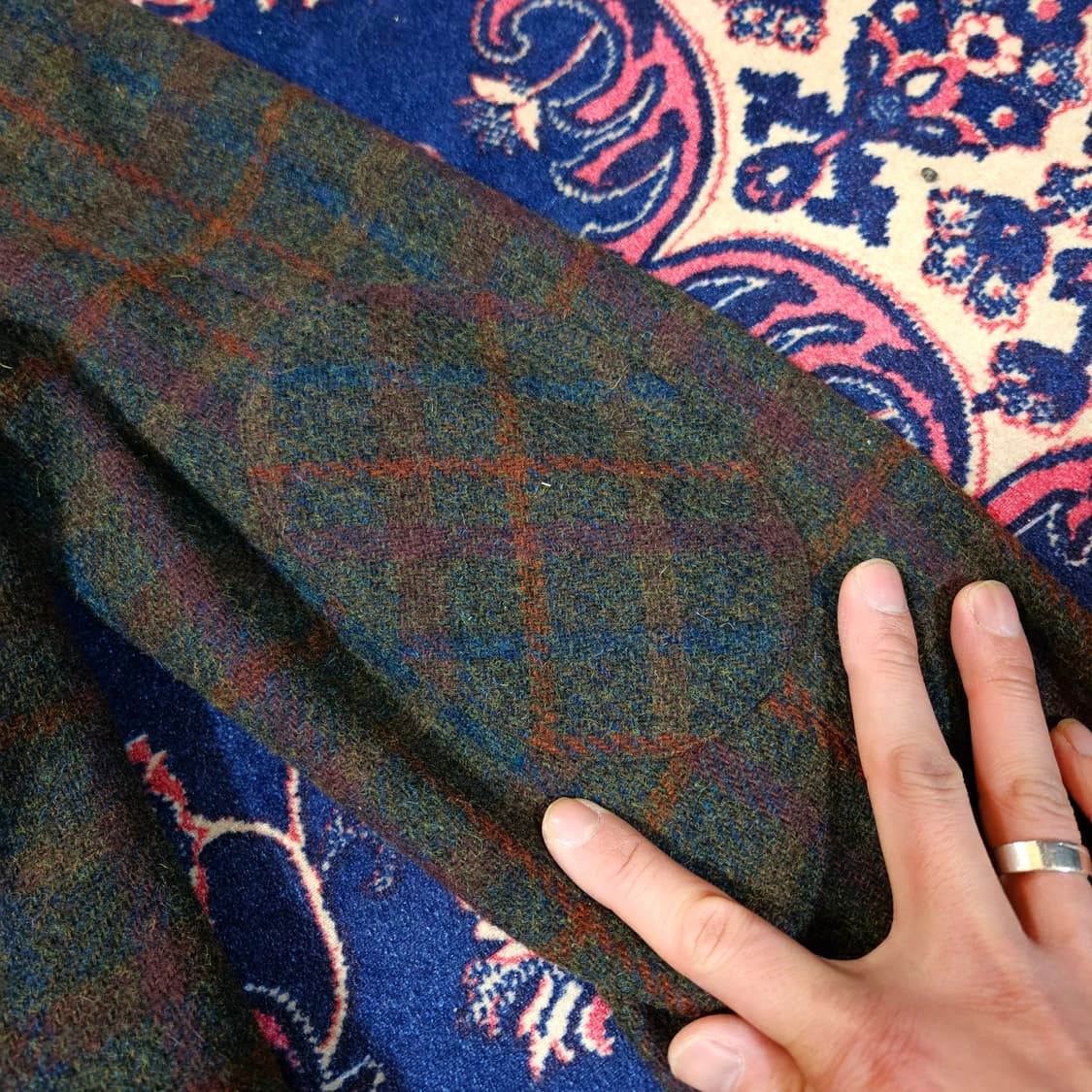 사로옴므(SARO) Wool 100% 체크 블레이져 50size 상품이미지4