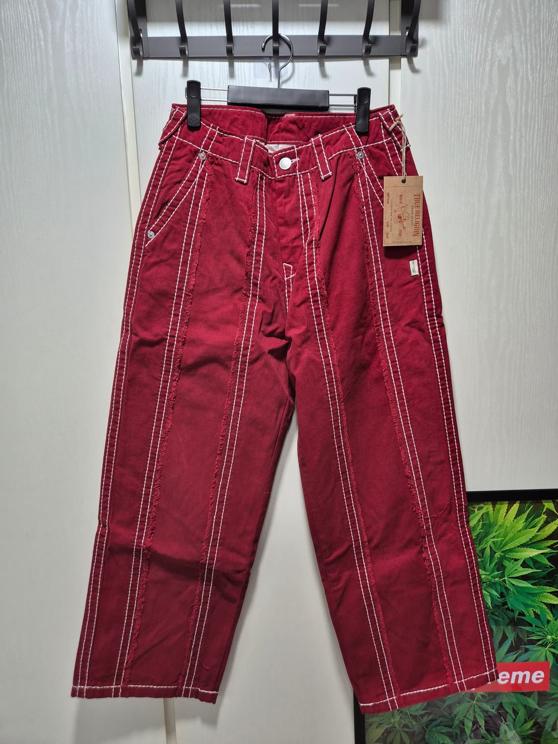 (타임세일)(새상품) 트루릴리젼 레드 와이드 팬츠 상품이미지1