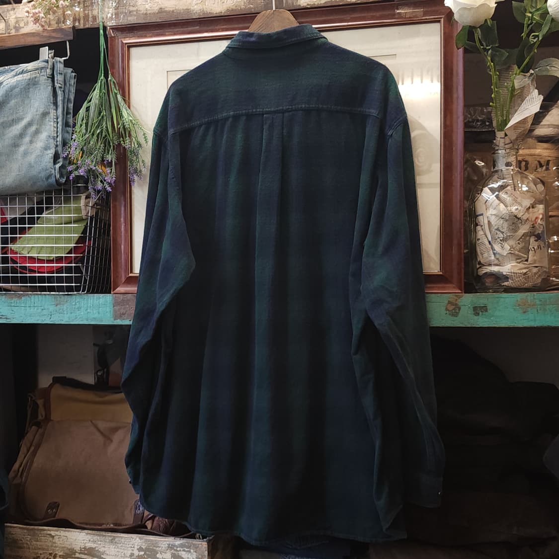 90s 엘엘빈 체크셔츠 플란넬 셔츠 헤비코튼 빅셔츠 블랙와치 빅 xxl 상품이미지4