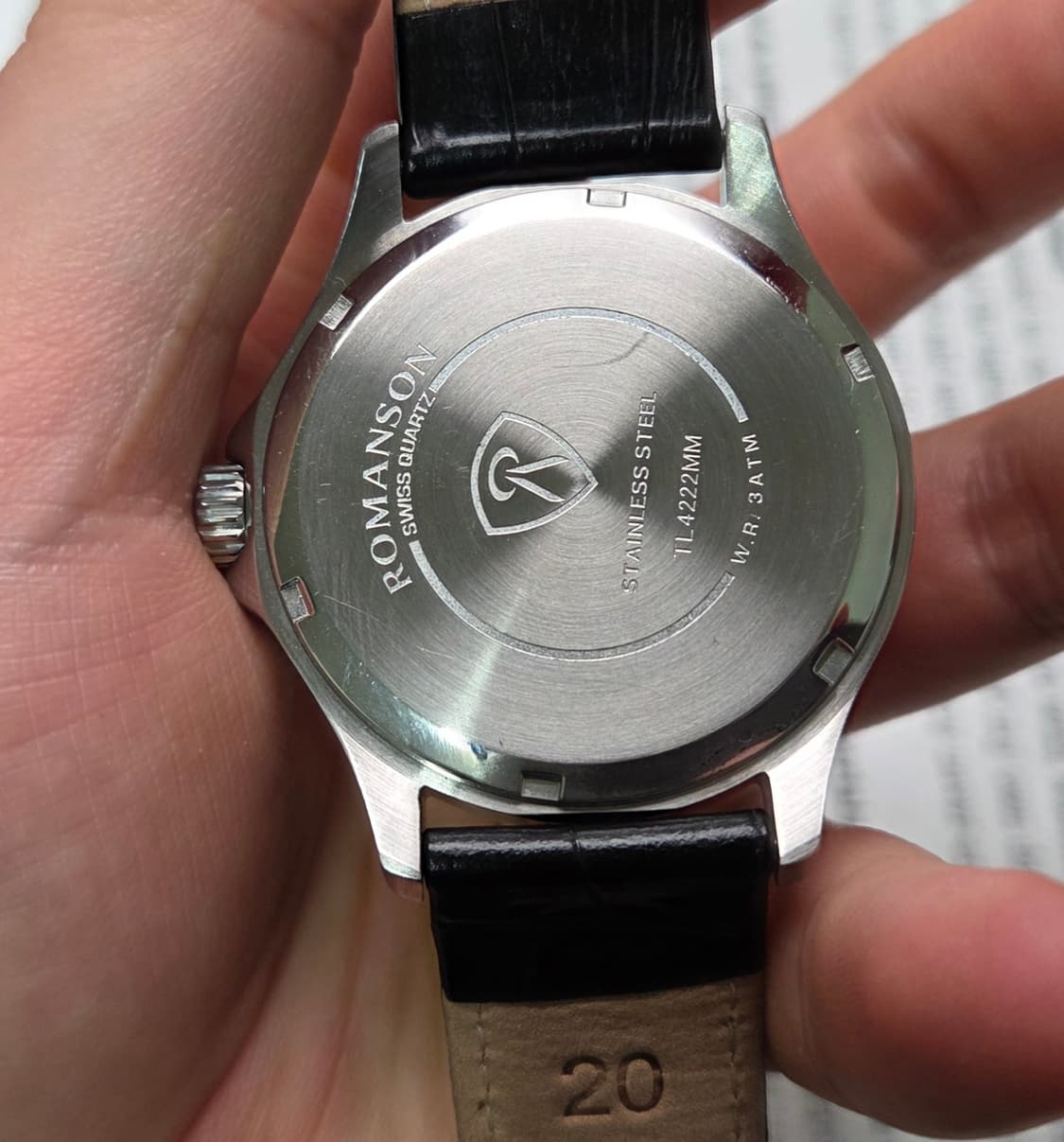 빈티지 로만손 기요쉐다이얼 칼침핸즈 쿼츠 드레스워치 남성용 상품이미지7
