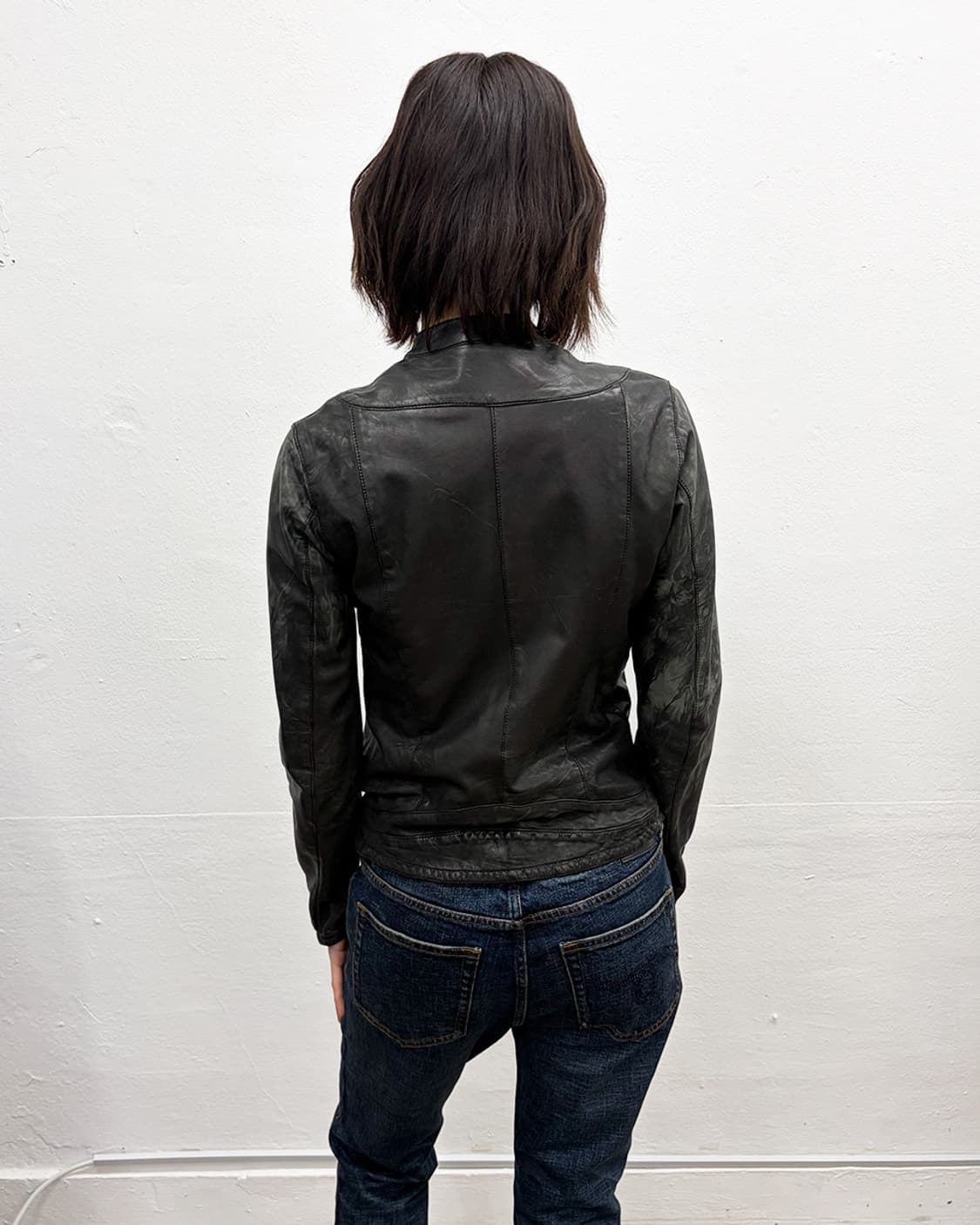 드롬 체인 트리밍 레더 자켓 상품이미지2