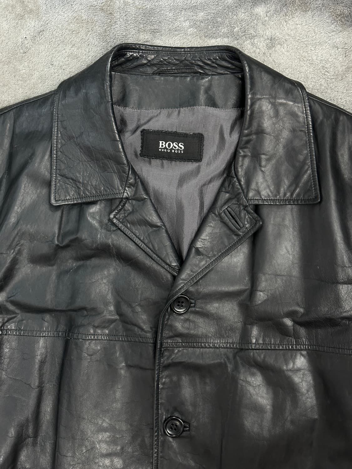 00s HUGO BOSS 카프 레더 코트 56 상품이미지4