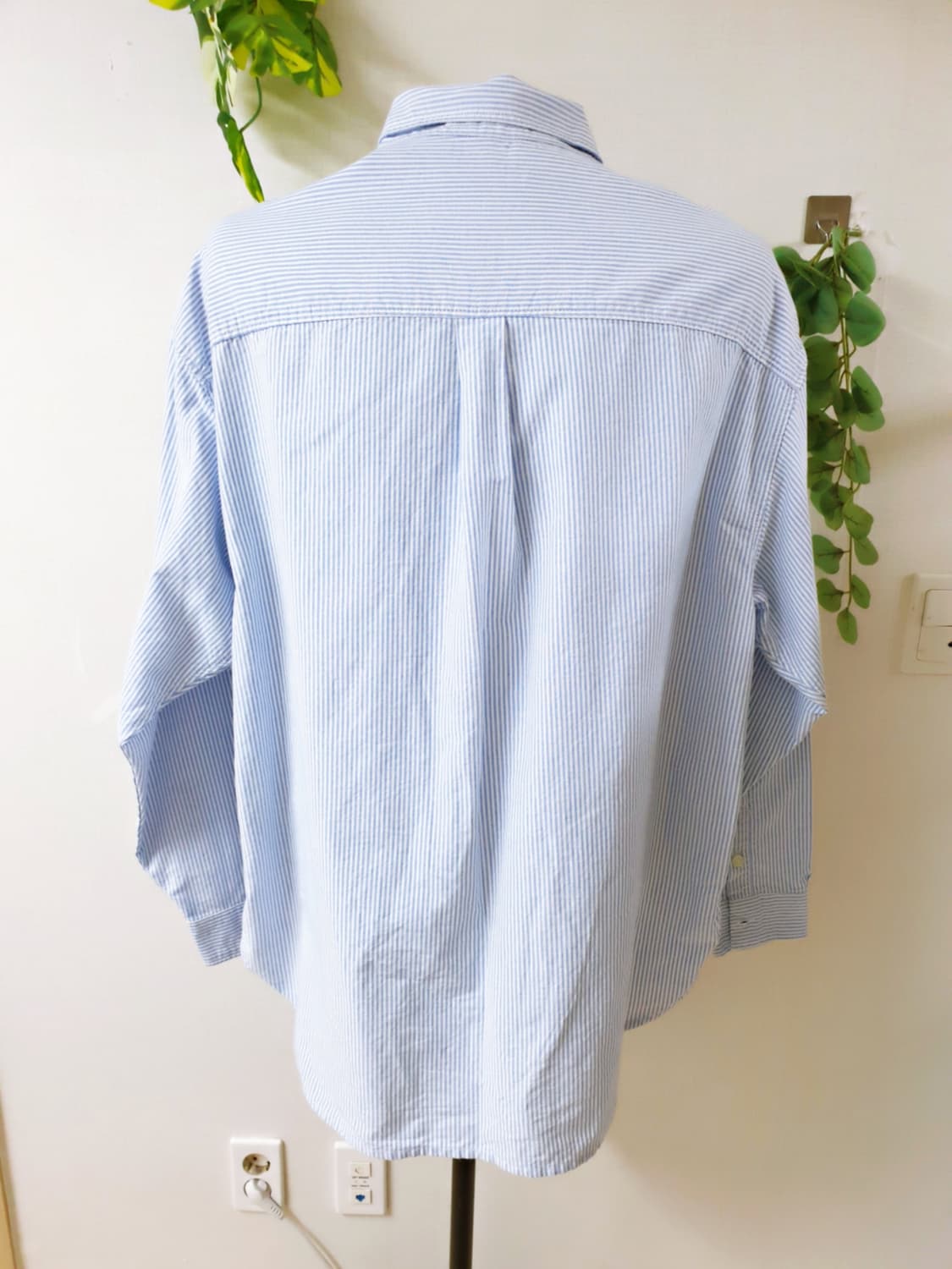 자라 남성 스트라이프 코튼셔츠 105 블루 XL 상품이미지6