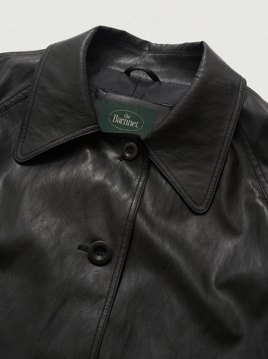 더바넷 블랙 레더 코트 상품이미지4
