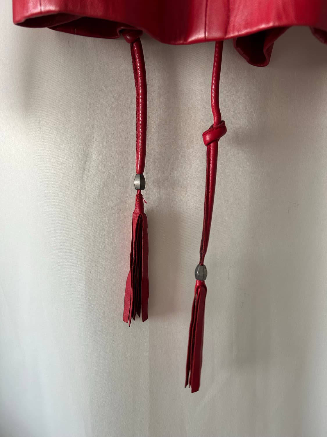 레드 리얼 레더 후드 자켓 상품이미지9