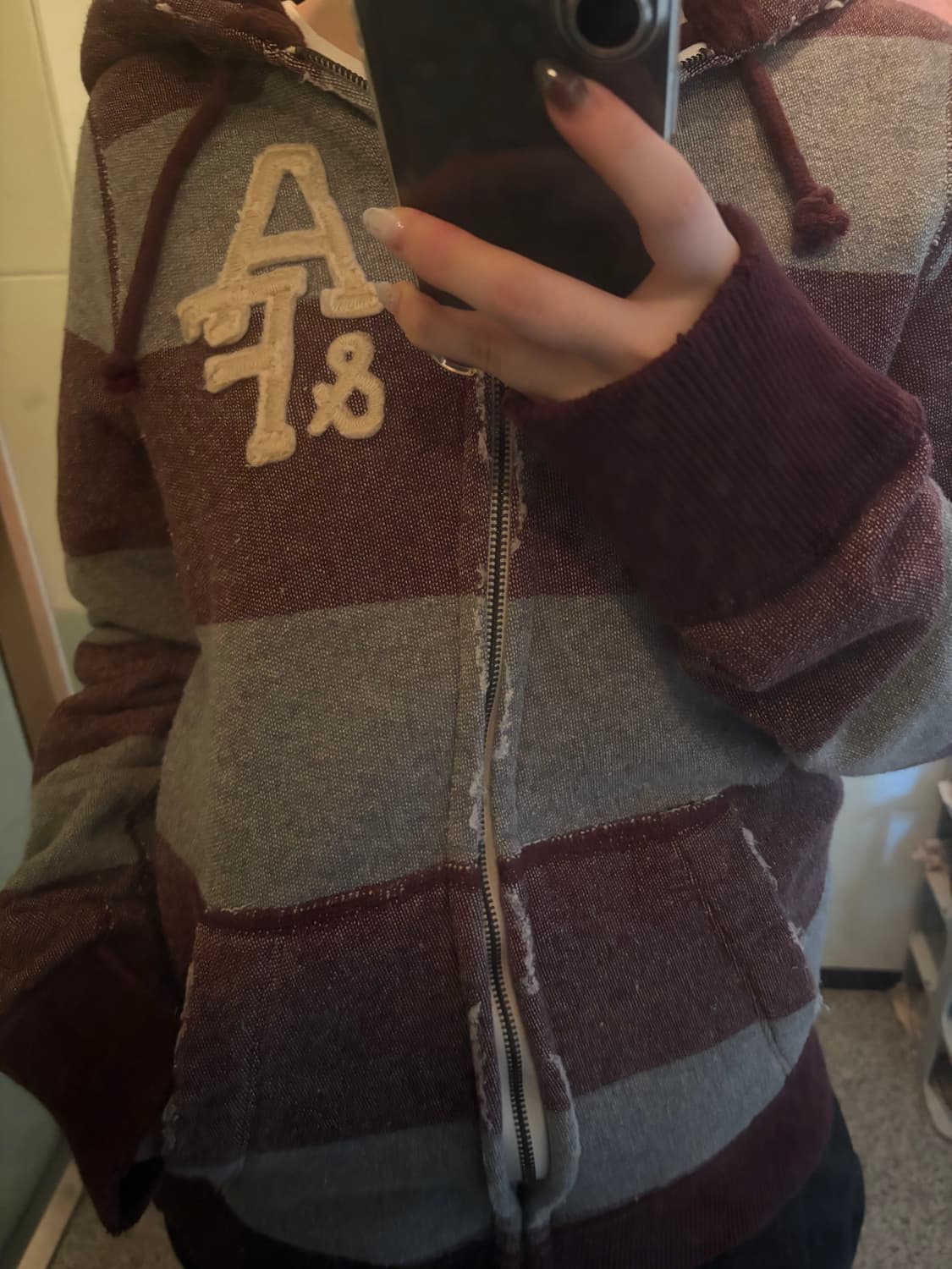 아베크롬비 와인색 기모 후드집업 상품이미지8