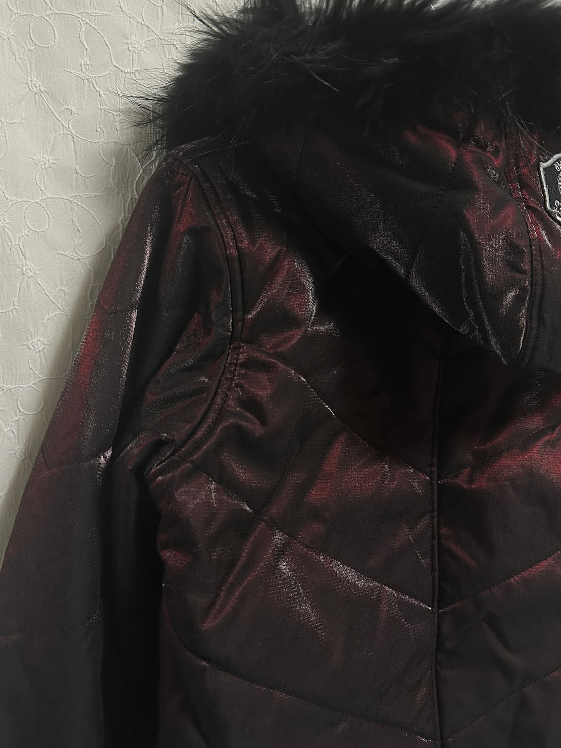 택포•빈티지 vkei 펑크 퍼 후드 투웨이 집업 패딩 상품이미지9