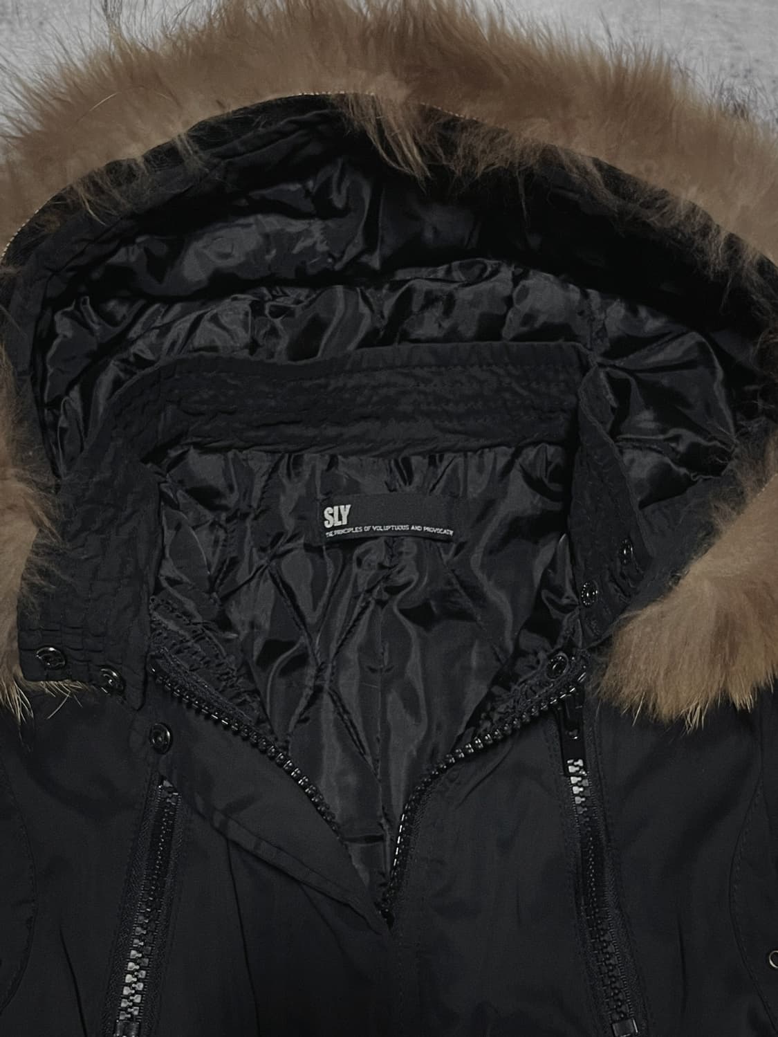 (sly) matte black fur hood jacket  상품이미지3
