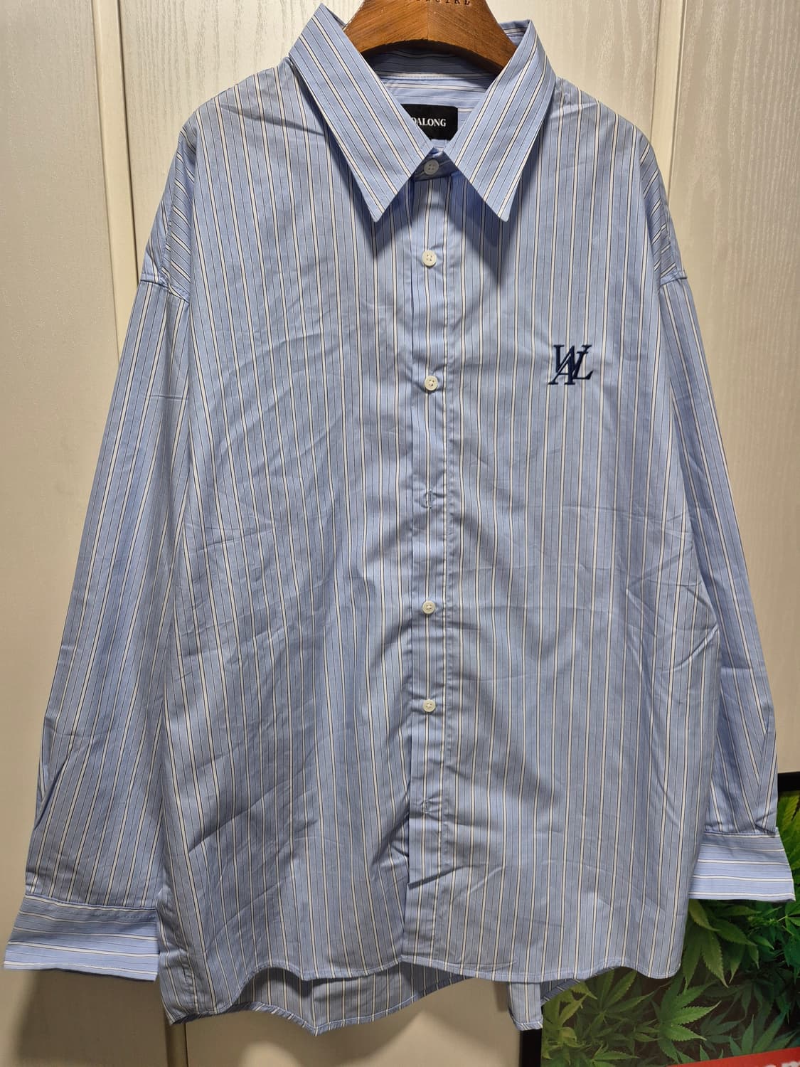 (세일)(새상품)우알롱 스트라이프 셔츠 블루 상품이미지5