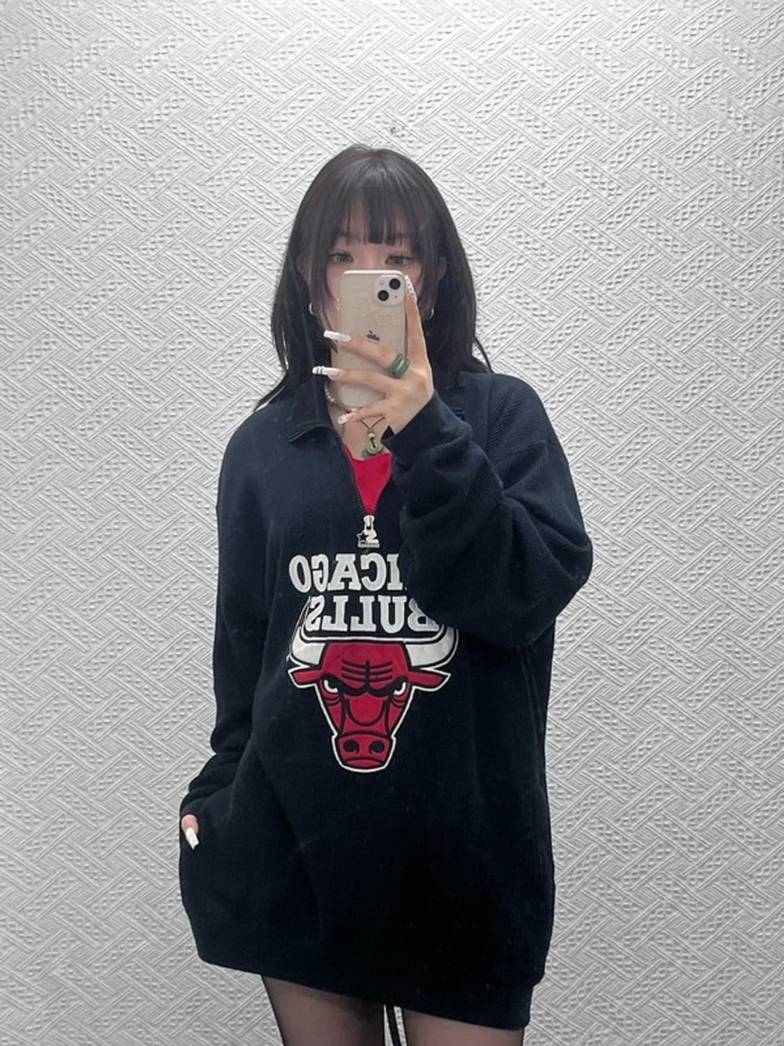 스타터 NBA 올드스쿨 시카고불스 반집업 오버핏 니트 XL C10792 상품이미지2