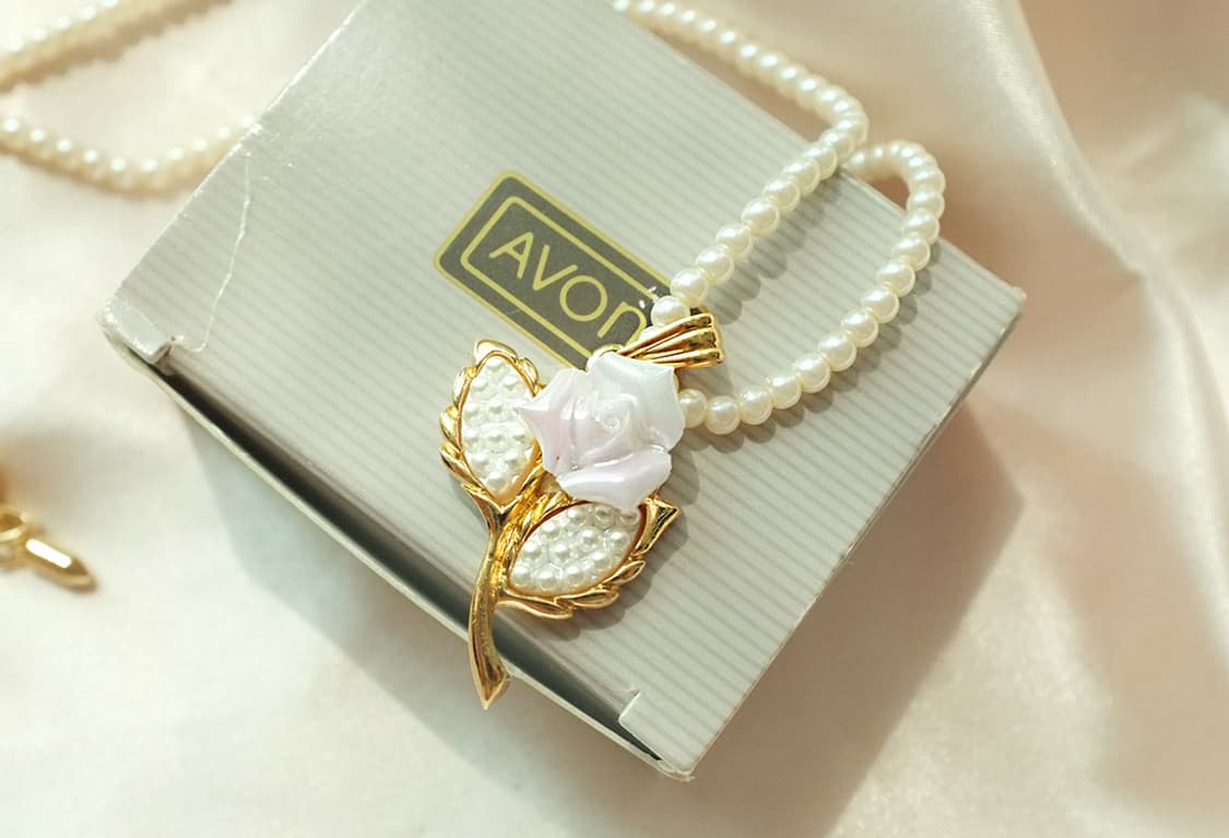 Avon 90년대 모조 시드진주 빈티지 진주목걸이 상품이미지1