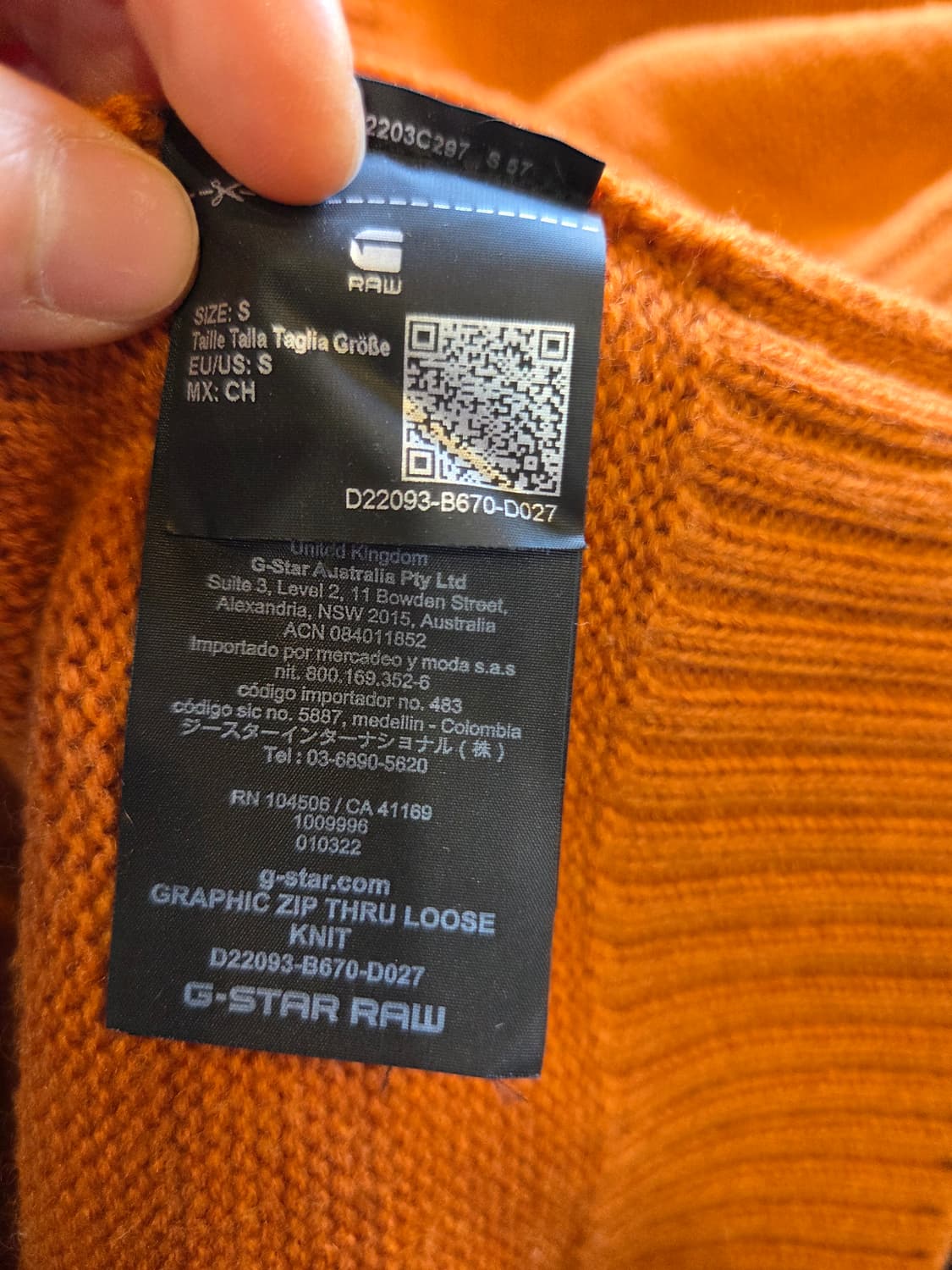 (특별가)G-Star 오렌지색 집업 니트 가디건(S)디피용/택없음 상품이미지6