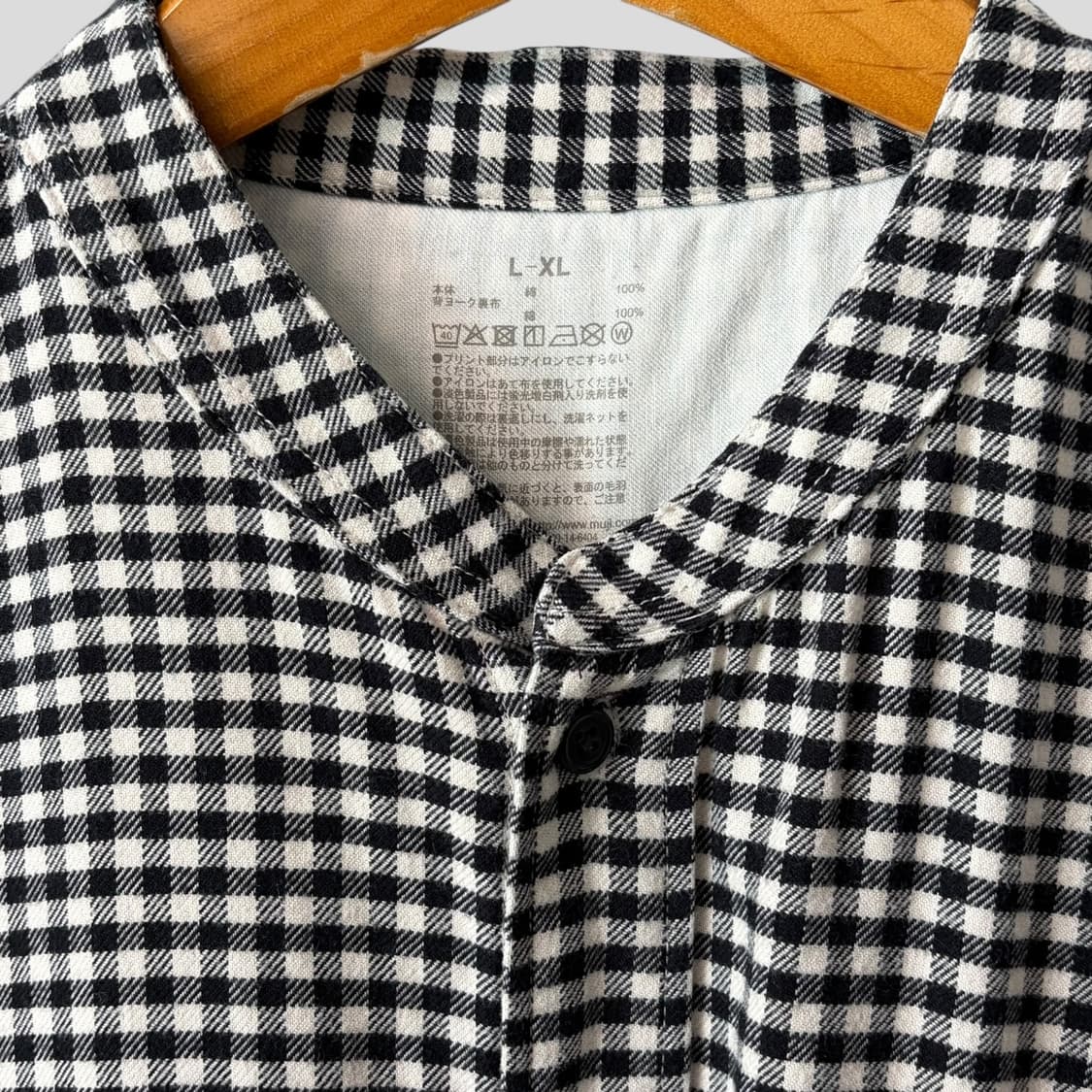 (여성L-XL)무인양품 깅엄체크 롱 셔츠 원피스 상품이미지3