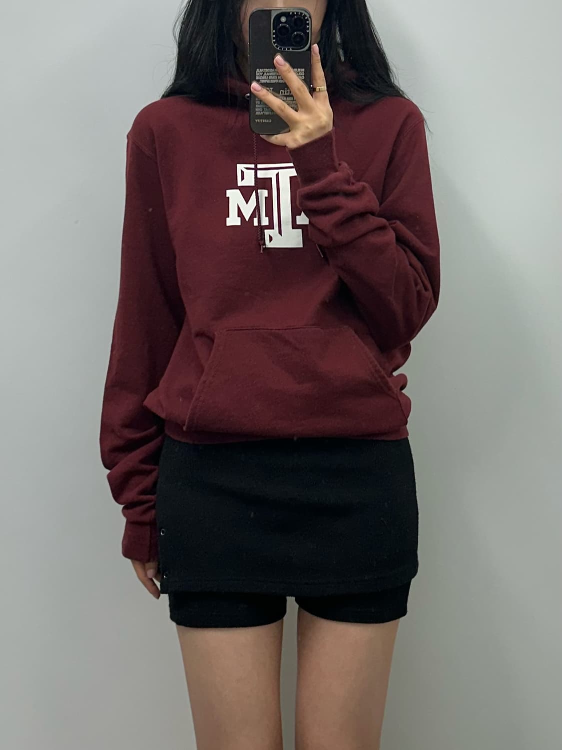 챔피온 컬리지 버건디 후드티 상품이미지1