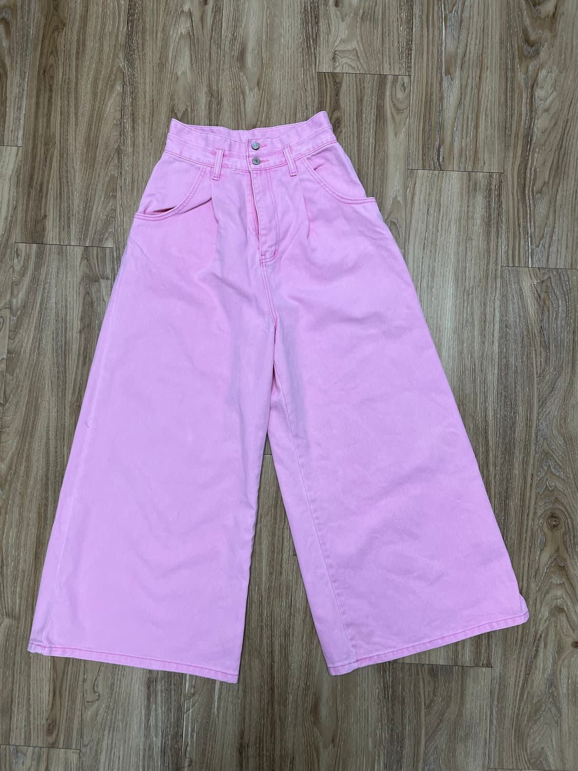 올라이츠 핑크 와이드 플레어 청바지 26 상품이미지3