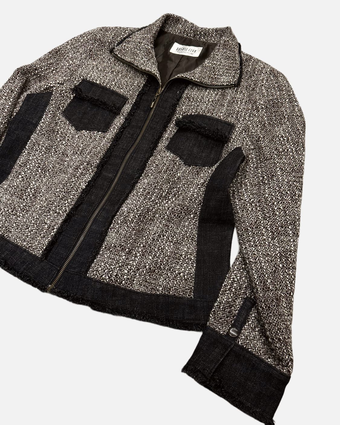 brown tweed denim zip-up jacket 상품이미지2