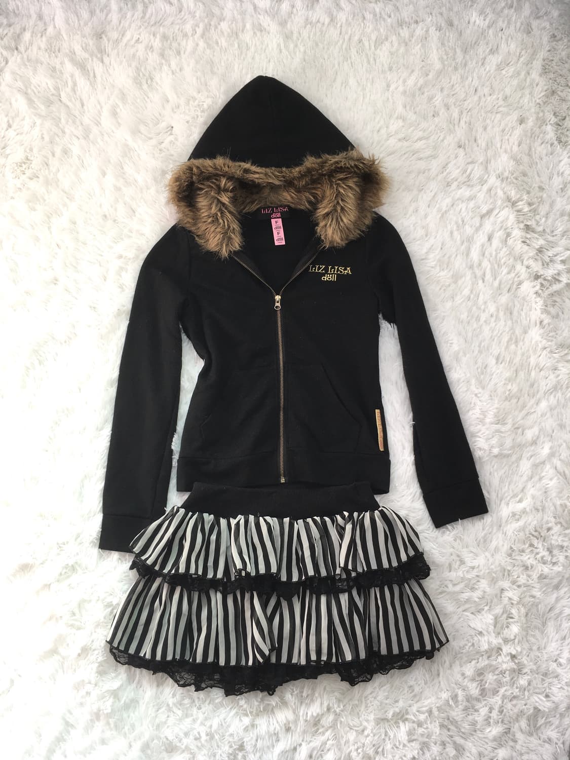 리즈리사돌 갸루 펑크 퍼 후드집업 상품이미지5