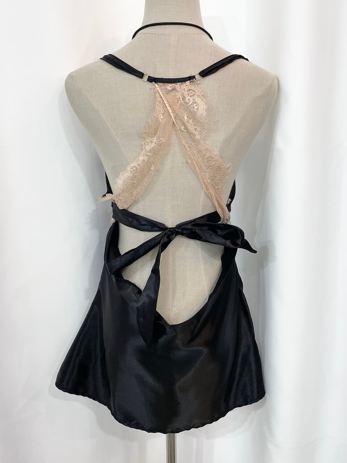 블랙 새틴 레이스 슬립 상품이미지4