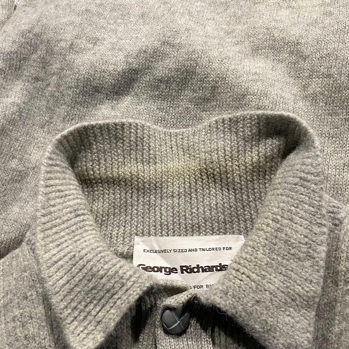 USA VINTAGE 꽈배기 니트 가디건 카라넥 투포켓 디테일 그레이 상품이미지6