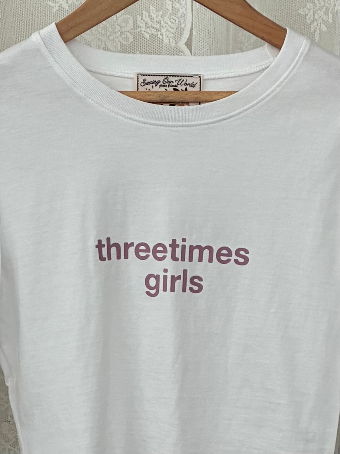 S) 쓰리타임즈 크롭 티셔츠 화이트 상품이미지3