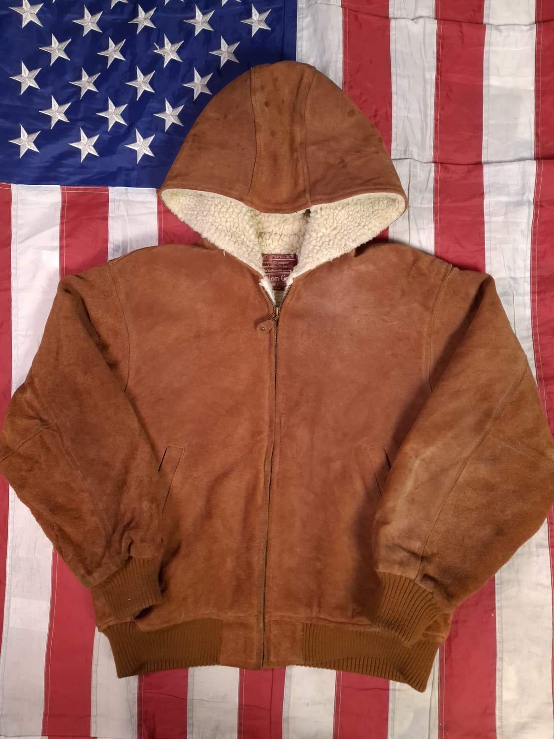 90's 일본판 빈티지 리얼 스웨이드 후드 쉐르파 자켓 상품이미지1