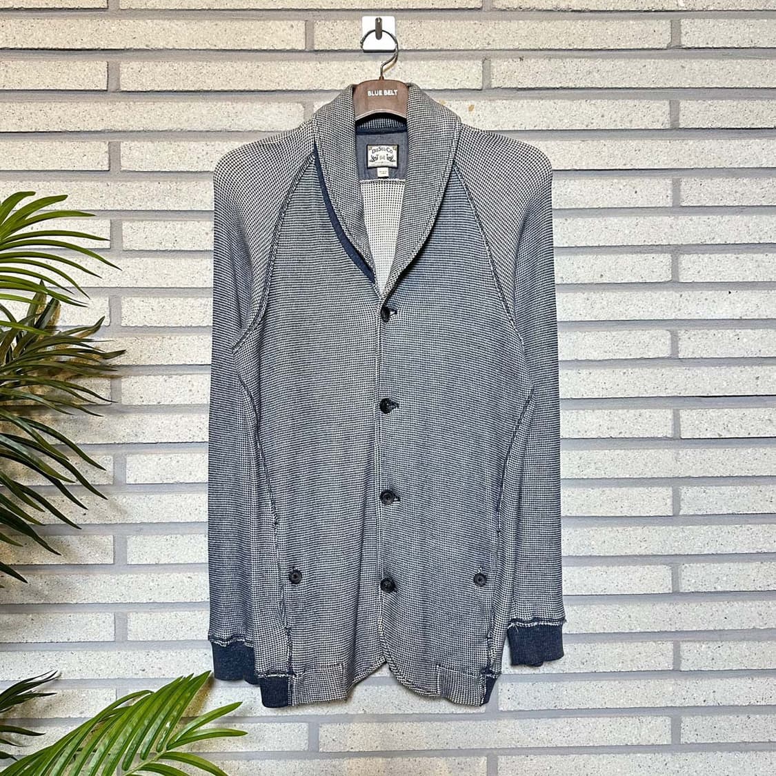 디젤 니트 가디건 자켓 래글런 와플 텍스쳐 스트치 디테일 네이비 상품이미지1