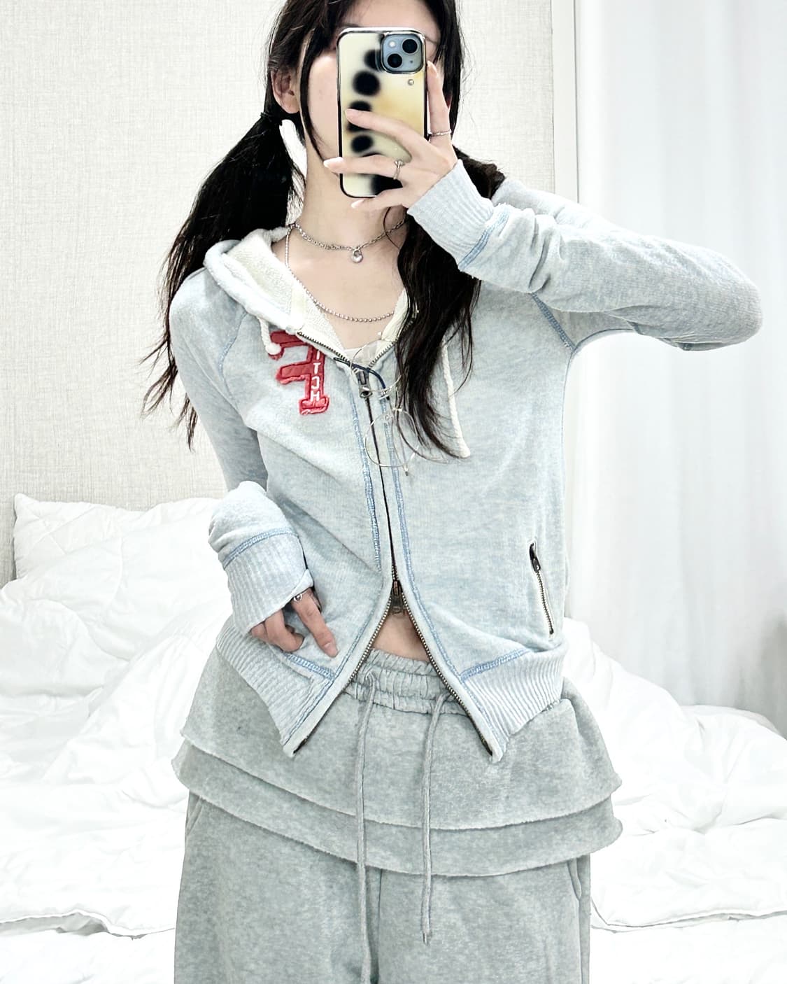 아베크롬비 뮤트하늘 백로고 투웨이 후드집업 상품이미지3