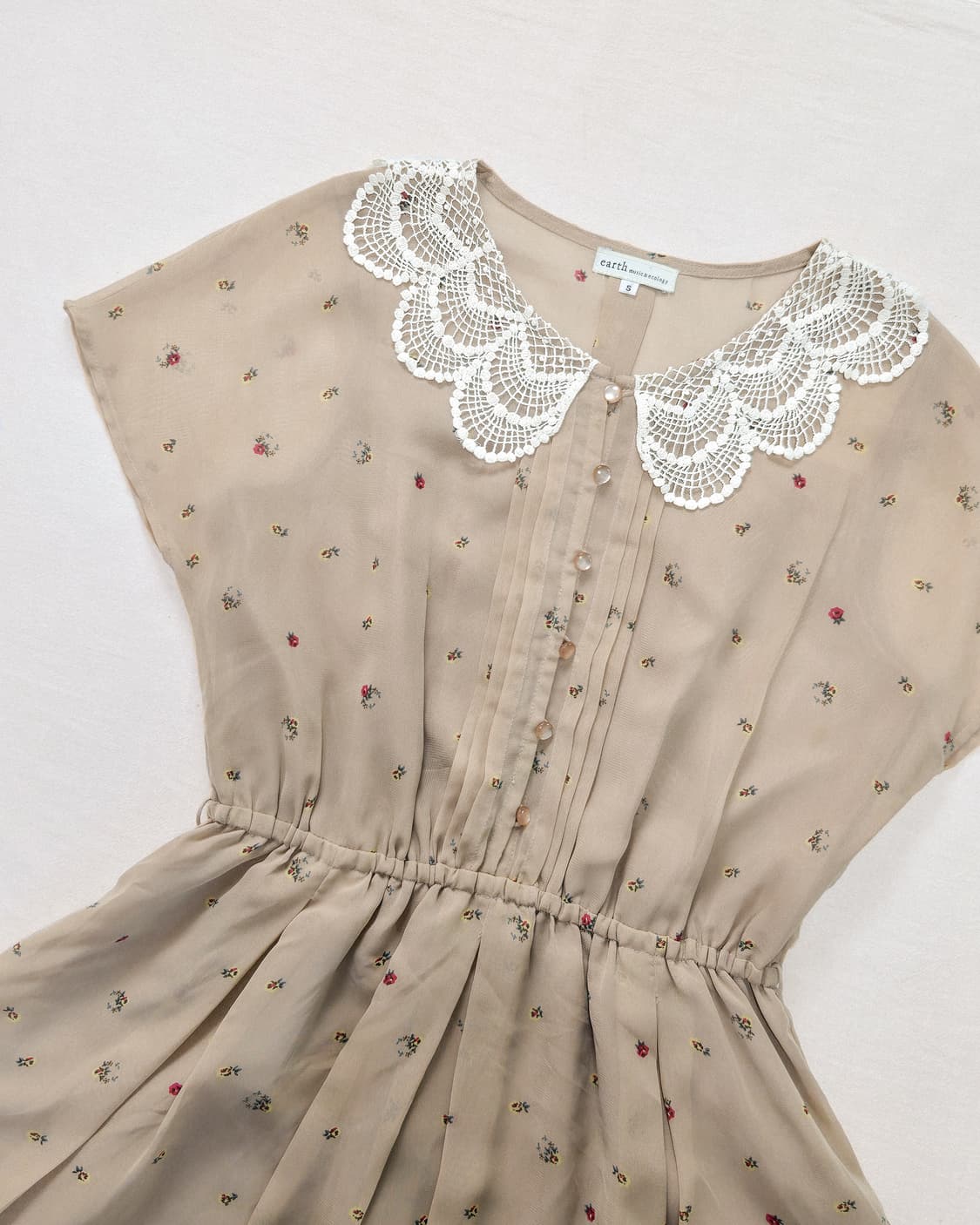 Earth music 크로셰 레이스 카라 잔꽃 쉬폰 원피스 상품이미지3