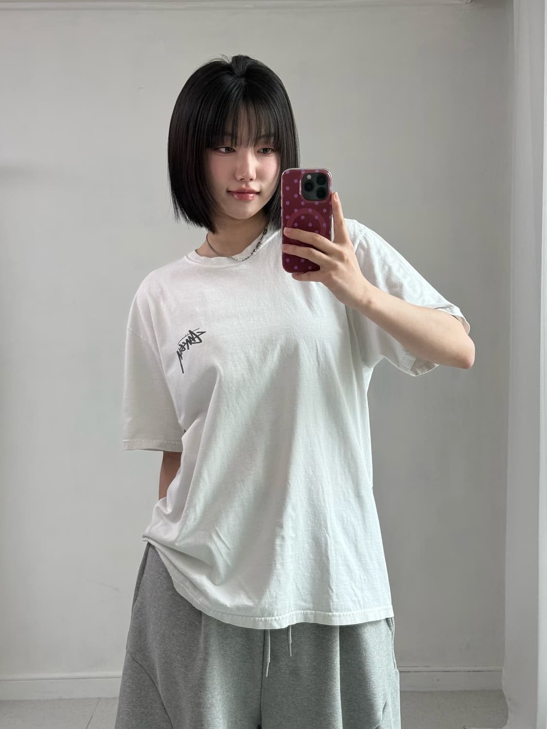 스투시 쉐터드 화이트 반팔 상품이미지4