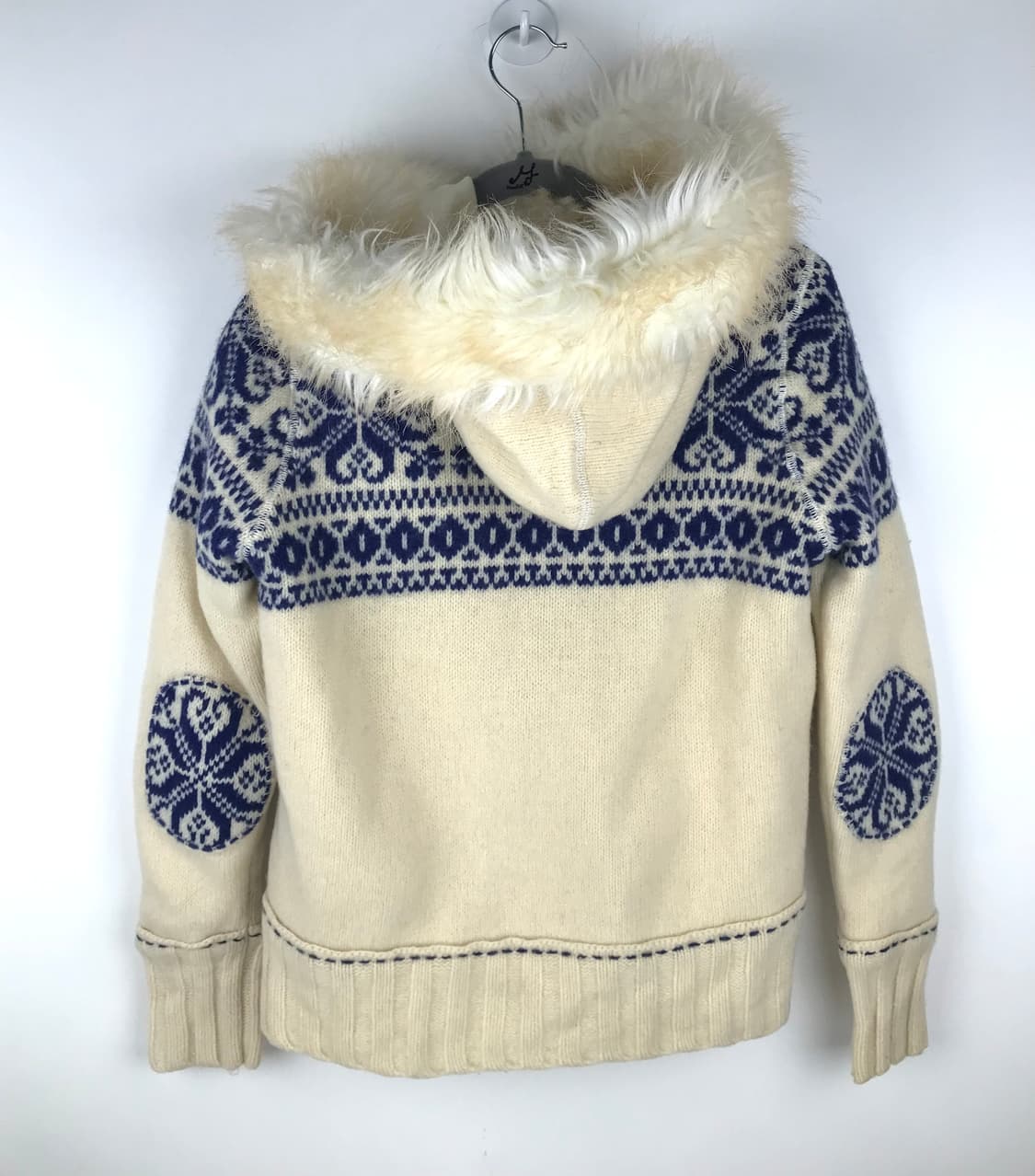 폴로진스 미사깔 노르딕 눈꽃패턴 울니트 퍼후드집업 로맨틱시로히메갸루 상품이미지4