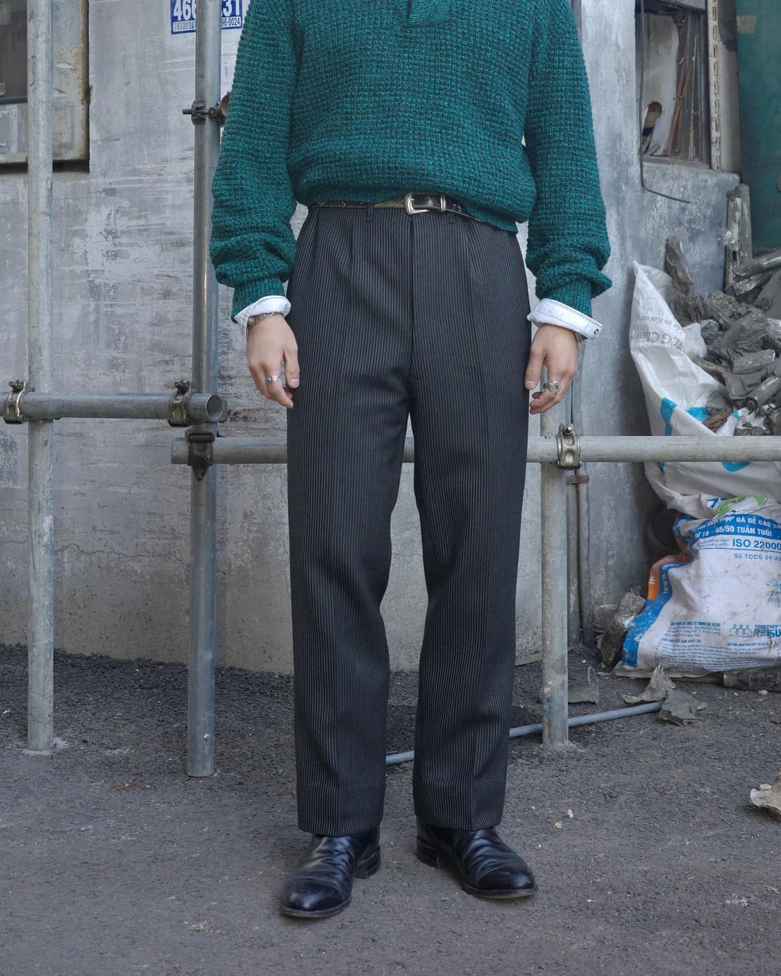 60-70‘s 테일러드 울 스트라이프 슬랙스 상품이미지6