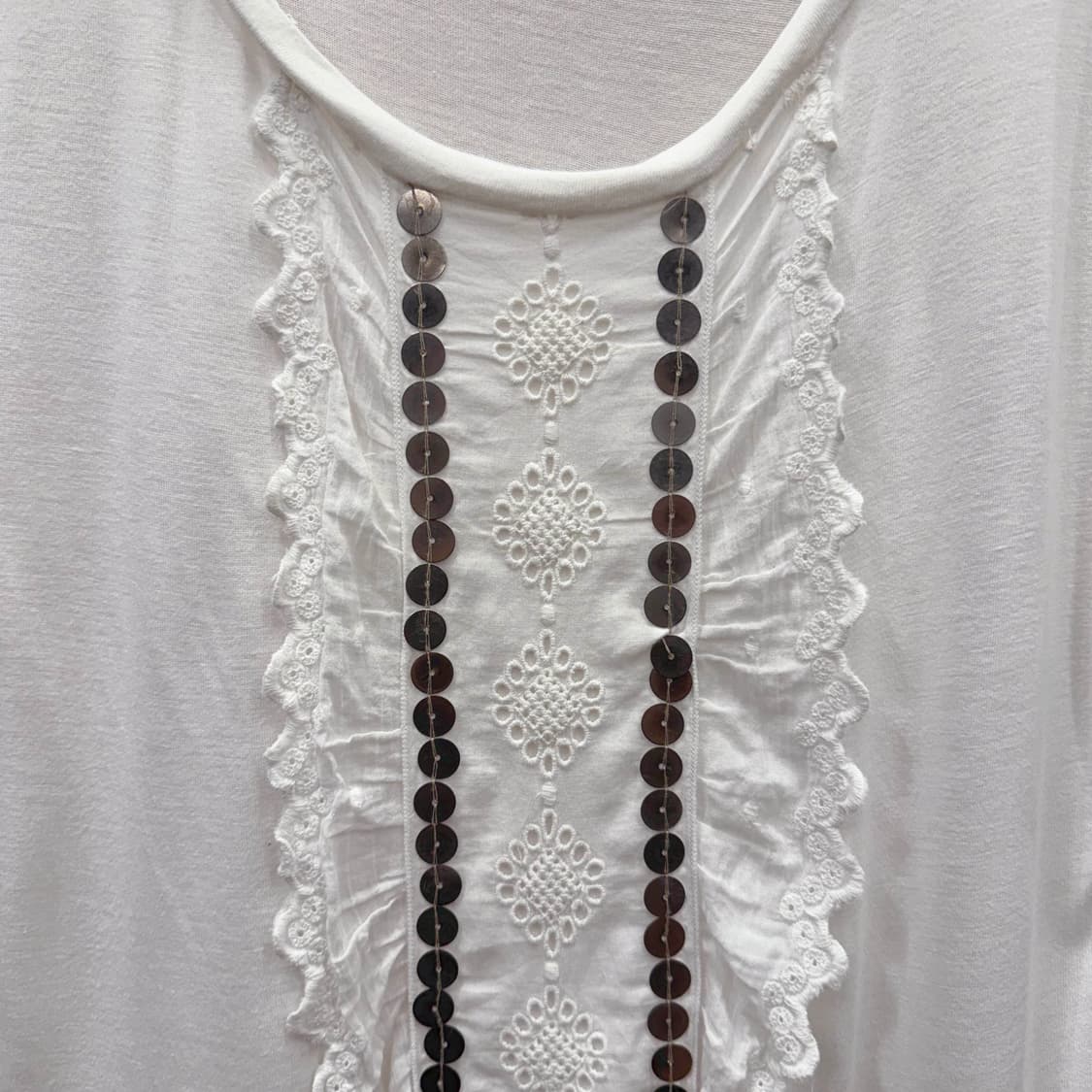 막스마라 스포트막스 레이스 자수 장식 반팔 셔링 디테일 화이트 상품이미지6