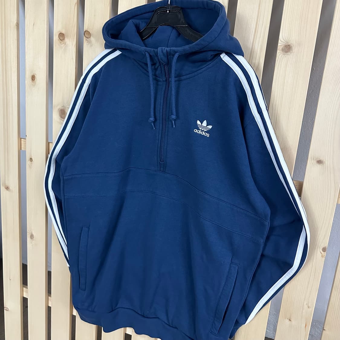 (L) 아디다스 블루 반집업 후드티 상품이미지2