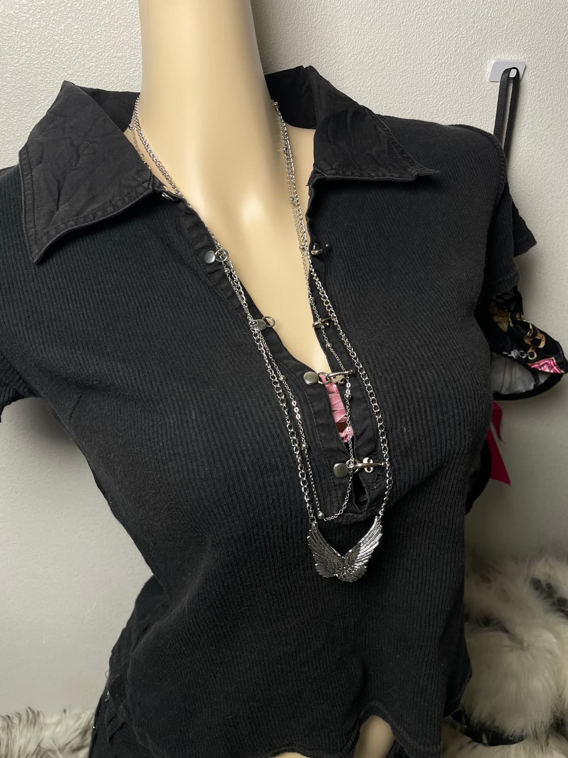 빈티지 후크 골지 반팔 카라티 상품이미지2