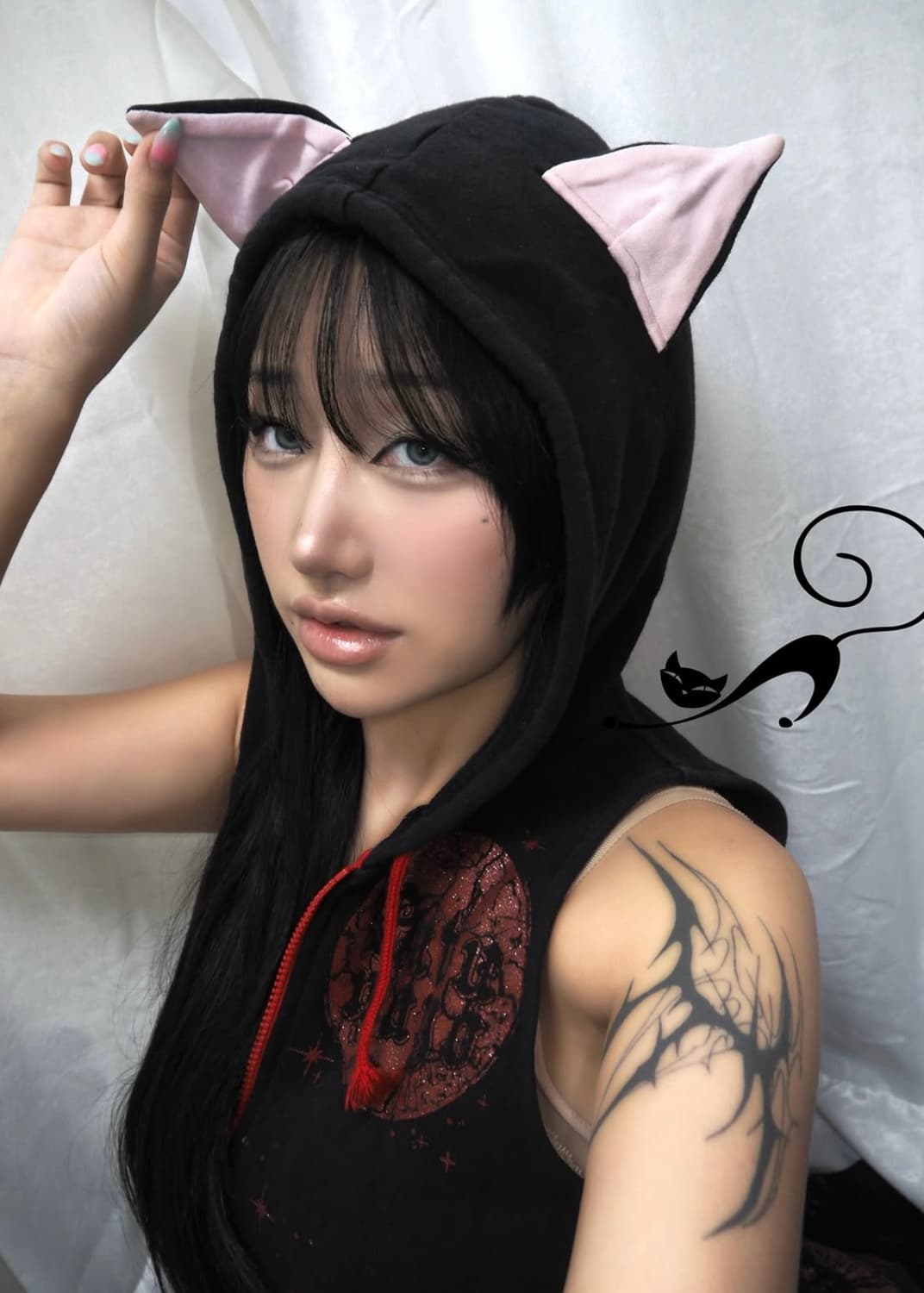 고스펑크 고양이귀 후디  상품이미지5