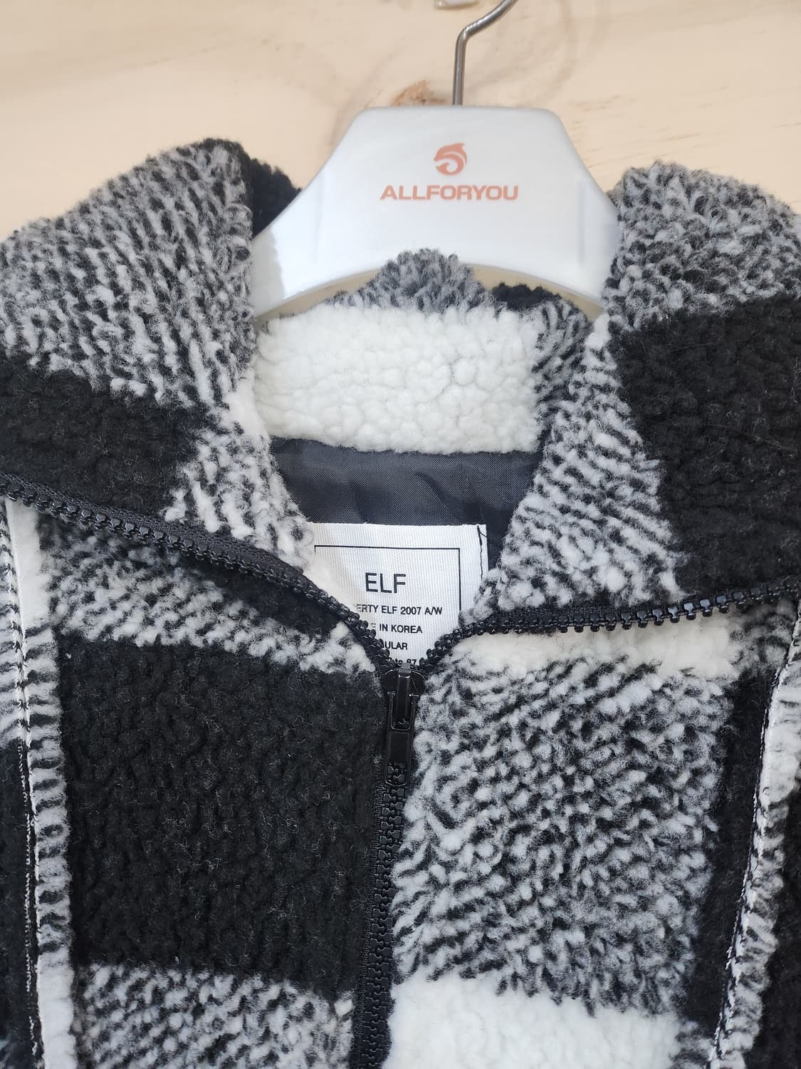 647) 오버핏 체크 뽀글이 후리스 맨투맨 상품이미지3