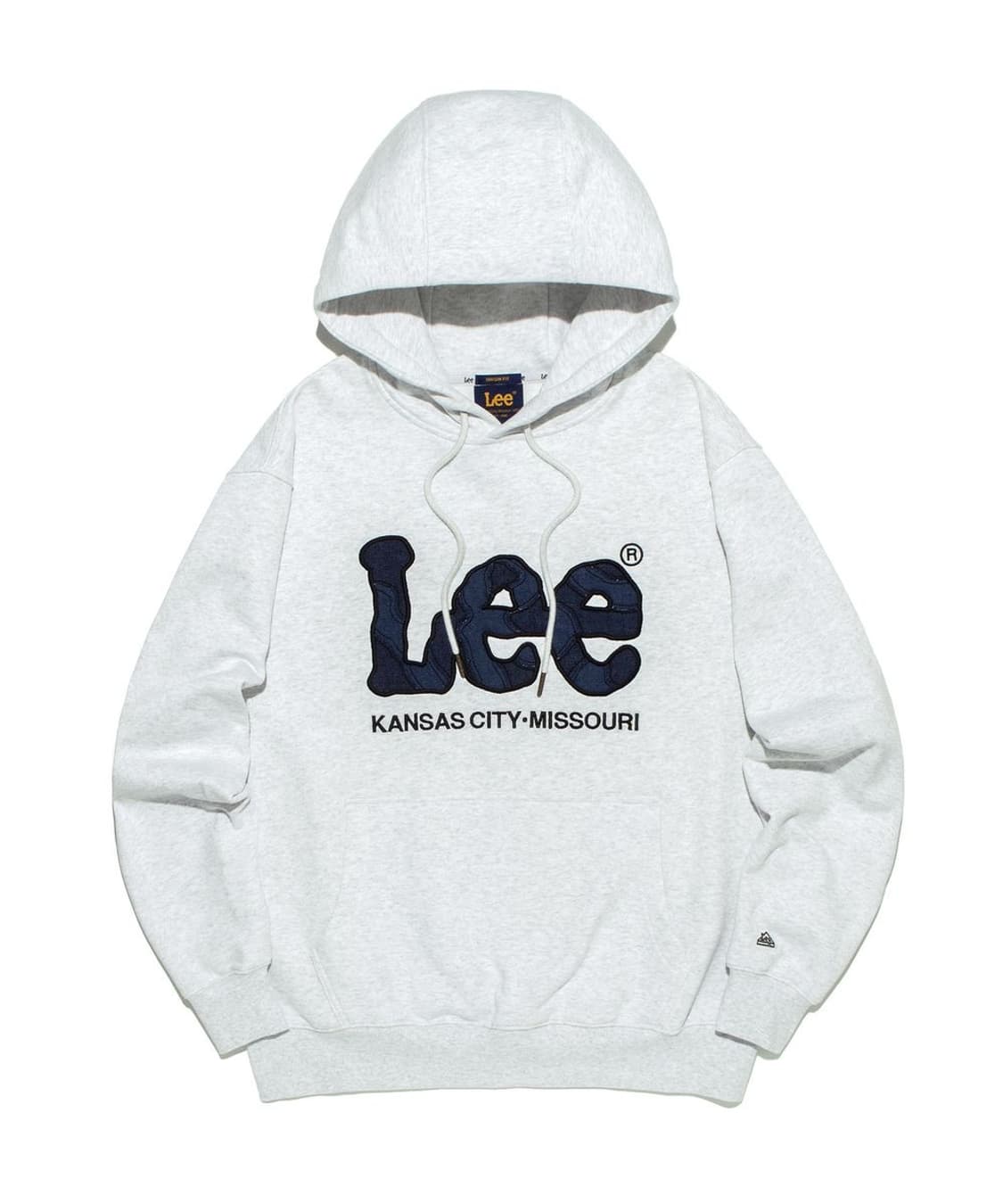 Lee 빅 트위치 데님 아플리케 후드 티셔츠 라이트 그레이 S사이즈 상품이미지1