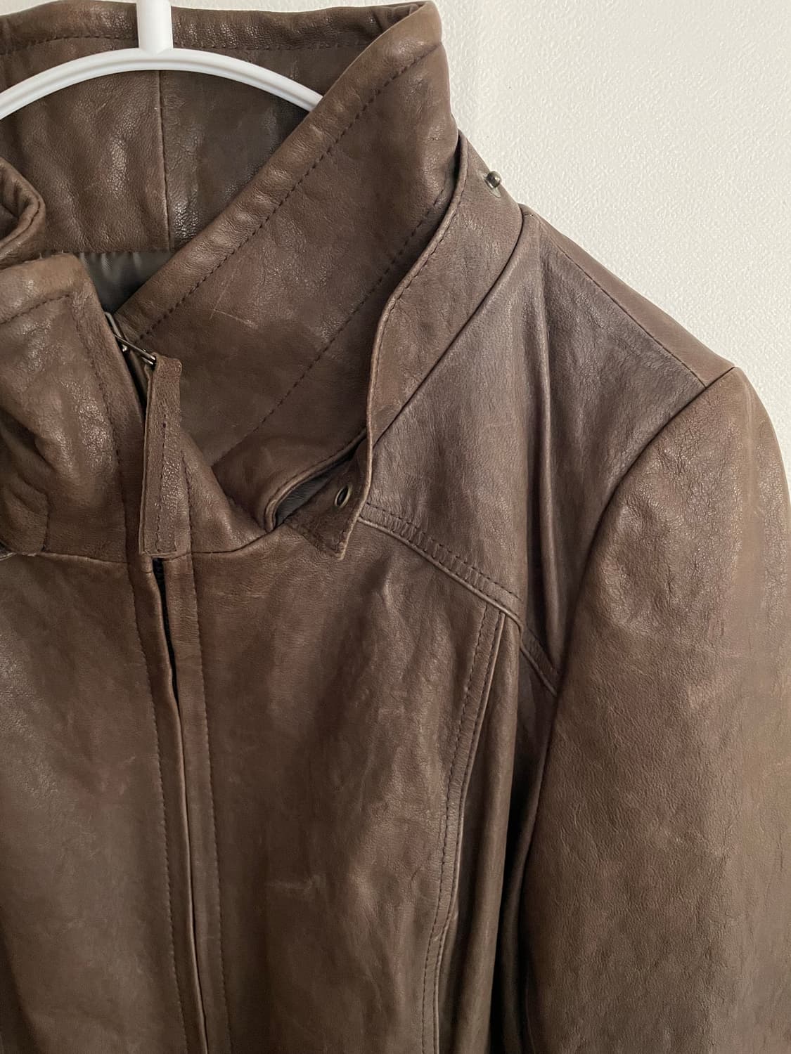 빈티지 퍼후디 레더 자켓 상품이미지4