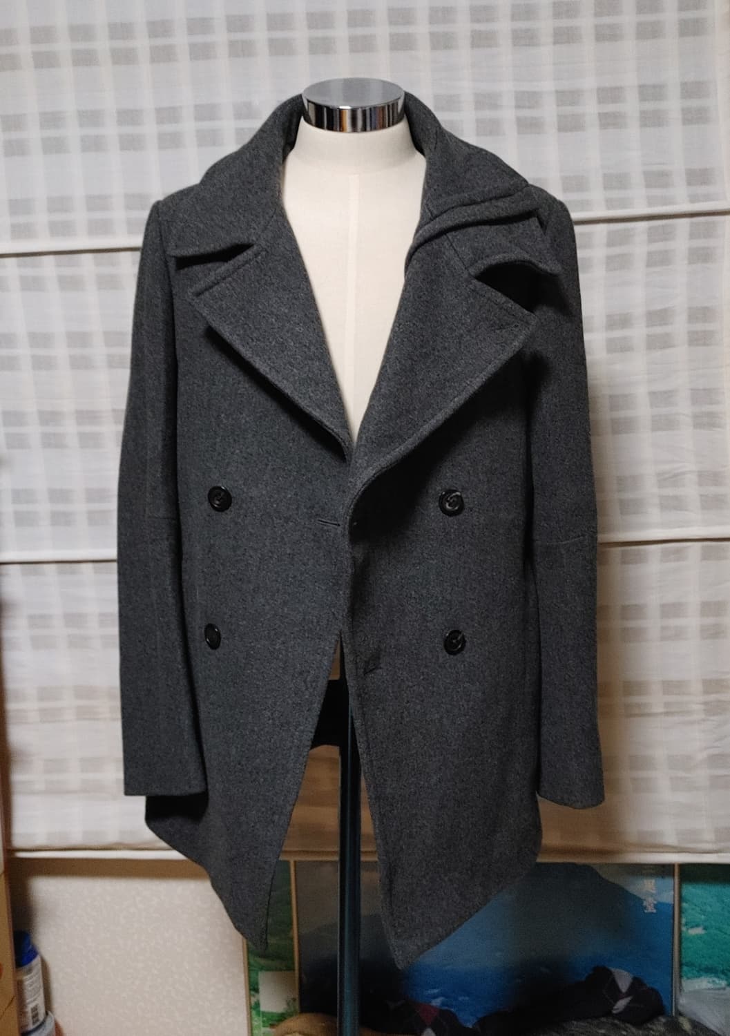 (한섬) 타임 옴므 그레이 더블 코트 100 상품이미지3