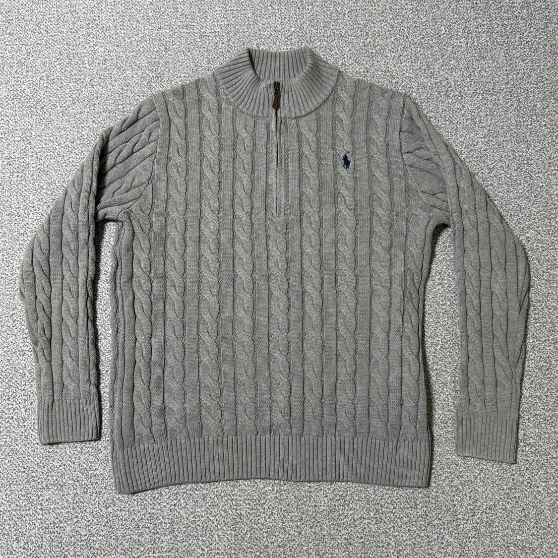 폴로 랄프로렌 꽈배기 니트 반집업 L 상품이미지3