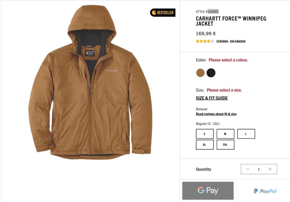 [103] 칼하트 26FW 106981 레인디펜더 소프트쉘 자켓 샘플  상품이미지10